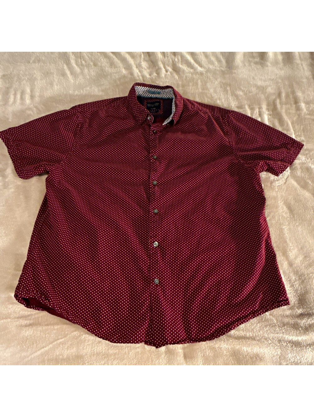 Denim & Flower Ricky Singh Men’s XL Woven Cotton Slim SS Button-Down Polka